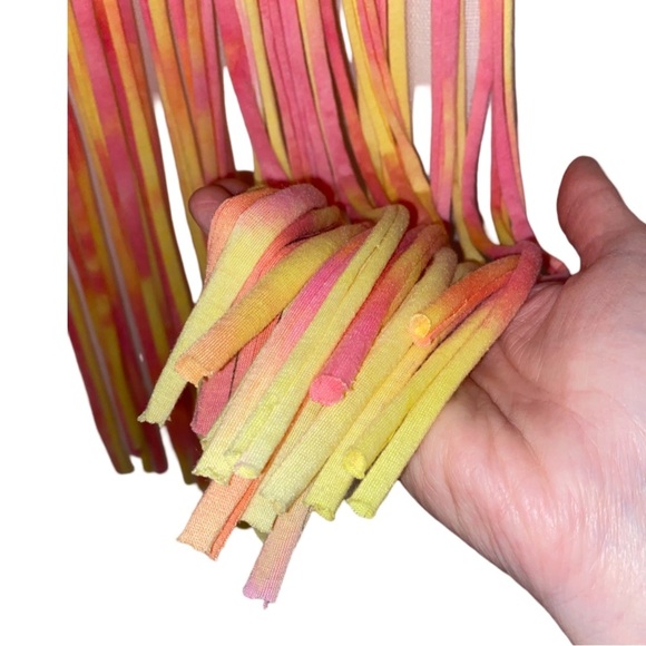 Hanging Boho Macrame Style Wall Art/Hanging w/Cotton Strings in Peach/Yellow - Picture 3 of 3